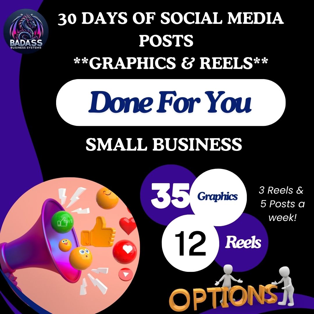 30-Days of Social Media Posts **Graphics + Reels for Business** π¨π₯β¨