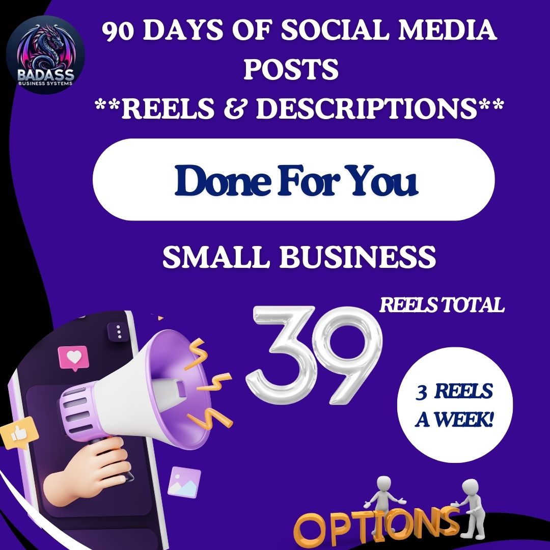 90-Day Social Media Reels and Descriptions Package!