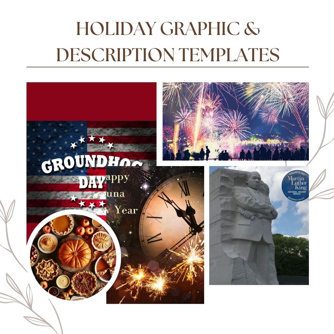 Holiday Calendar Social Media Graphics and Description Done For You