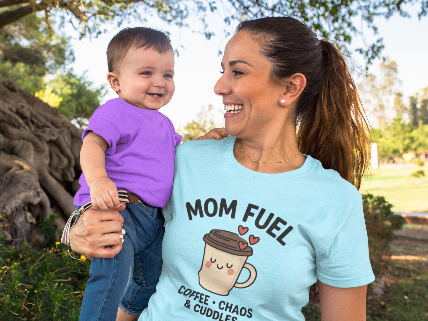 Mom Fuel T-Shirt - Coffee, Chaos & Cuddles Unisex Tee