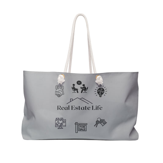 The Real Estate Weekender Bag: Grey Stylish and Practical Travel Tote for Realtors and Property Pros