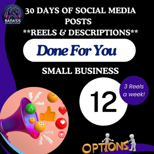 30-Day Social Media Posts – Business Reels  and Descriptions Done For You