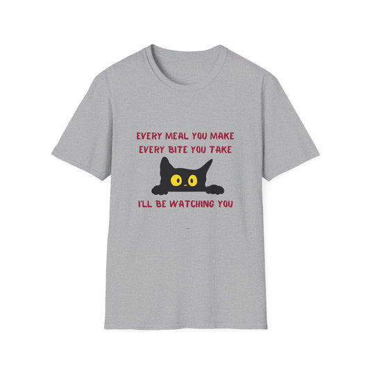 Funny Cat Watching You T-Shirt - Unisex Softstyle Tee for Cat Lovers