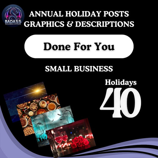 Holiday Calendar Social Media Graphics and Description Done For You