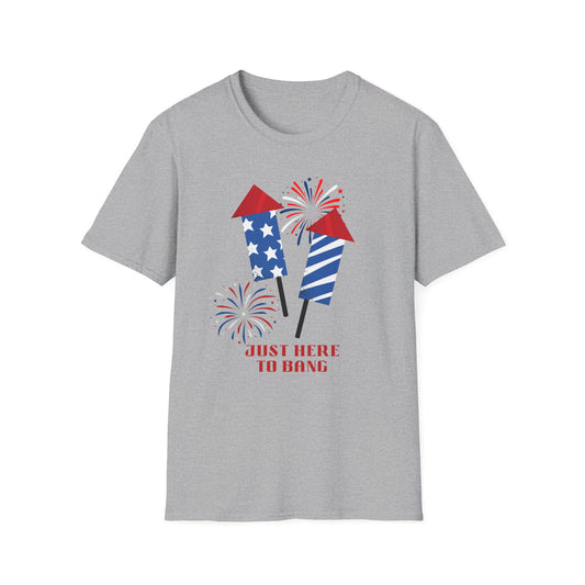 Fireworks Just Here To Bang Funny Tee Soft style T-Shirt