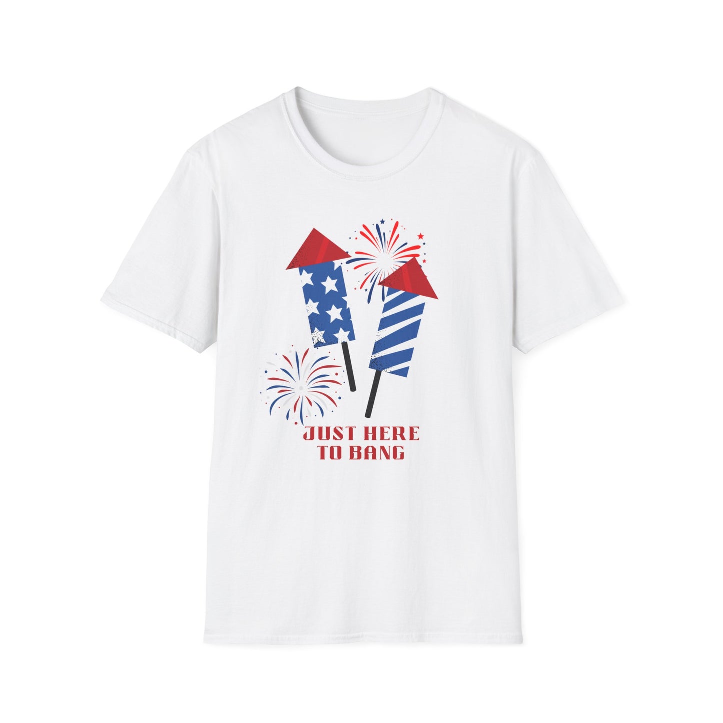 Fireworks Just Here To Bang Funny Tee Soft style T-Shirt