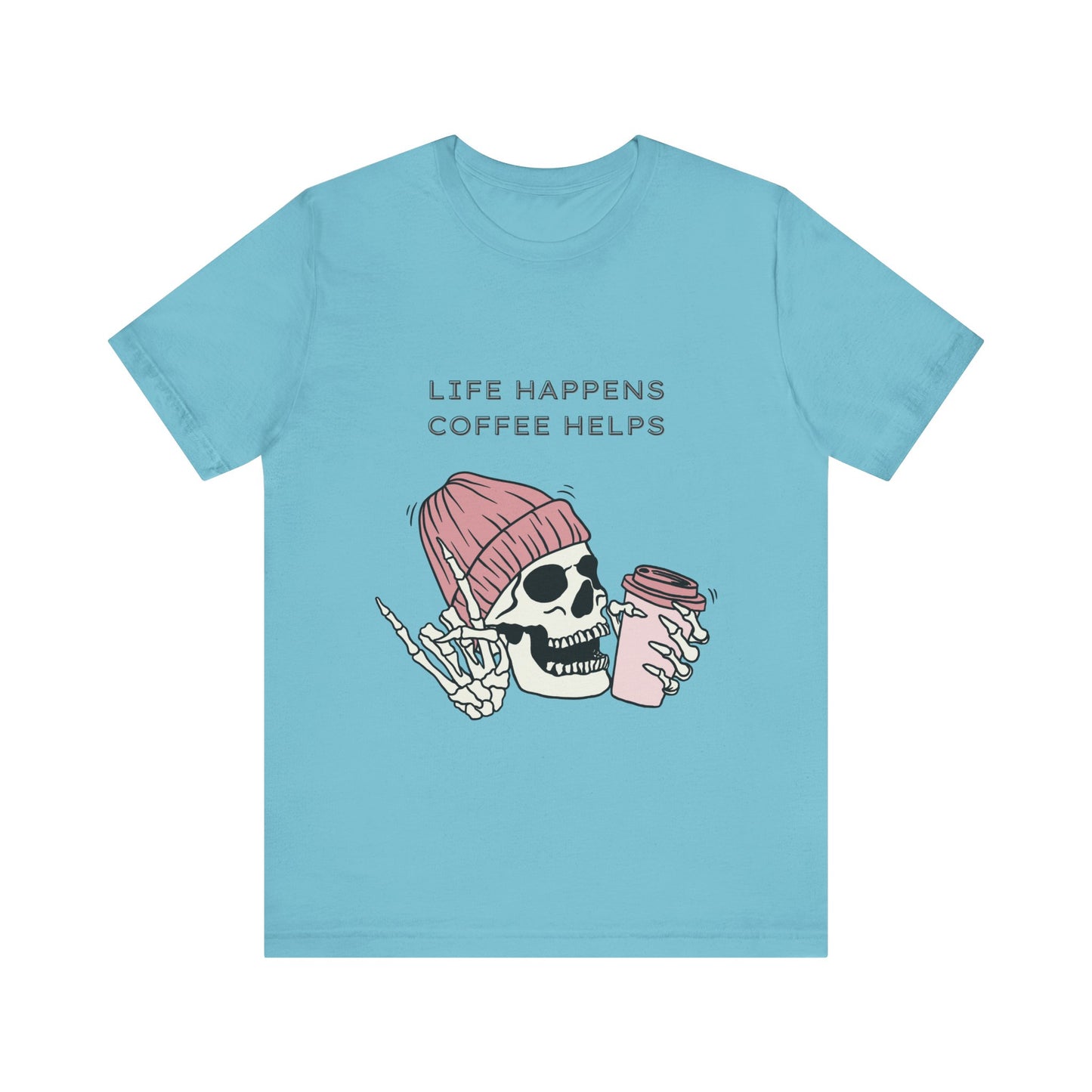 Life Happens Coffee Helps Funny T Shirt Jersey Short Sleeve Tee